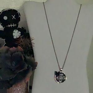 One of a Kind Acrylic Flower, Charm, Bow & Rhinestone Pendant on Stainless Chain